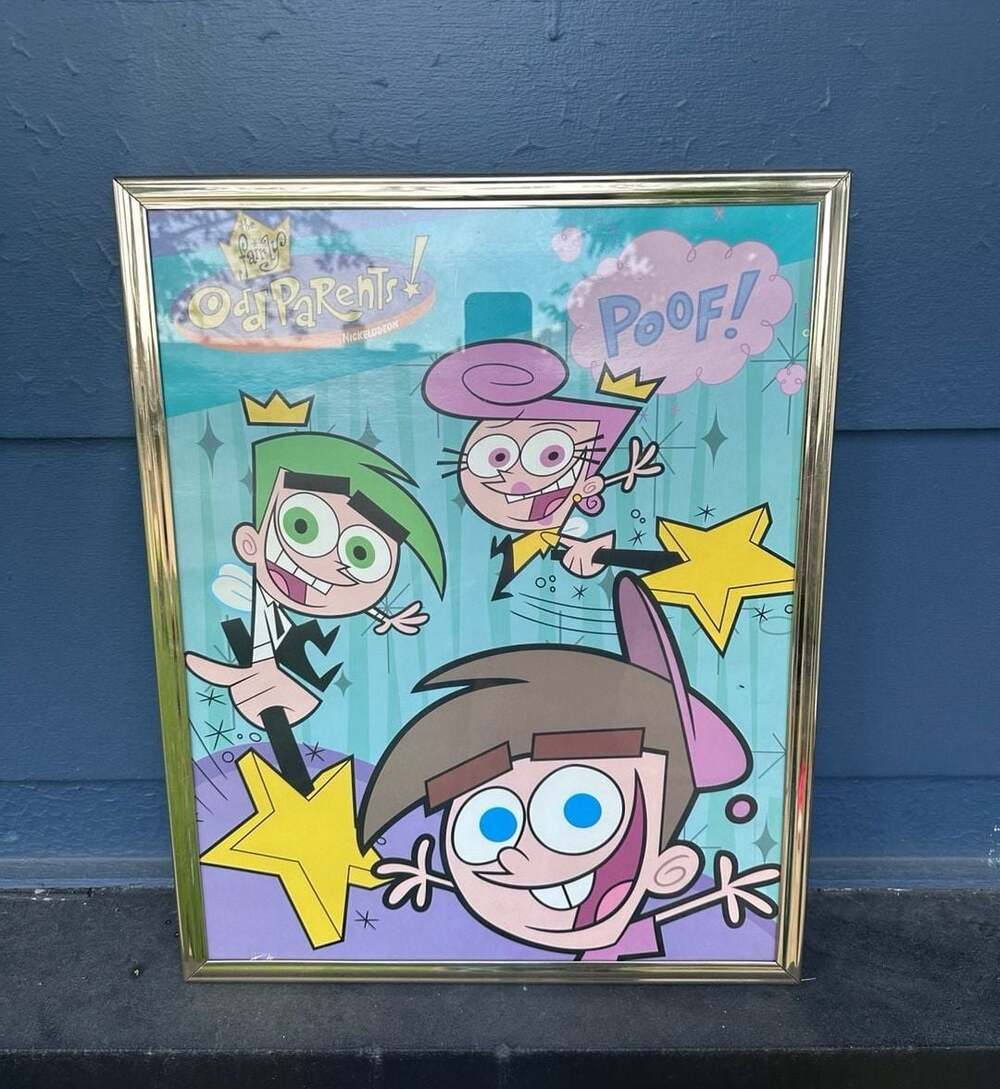 Vintage The Fairly OddParents Poster Framed Timmy Turner Cosmo Wanda Nickelodeon